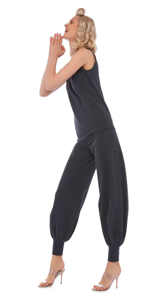 Norma Kamali Bottoms JOG FULL PANT Dark Heather Grey 8211 Clothing