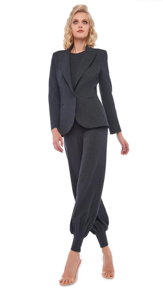 Norma Kamali Bottoms JOG FULL PANT Dark Heather Grey 8211 Clothing