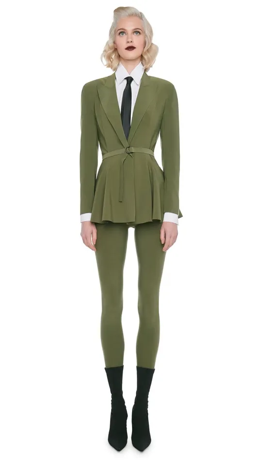 Norma Kamali Bottoms LEGGING W FOOTSIE Military 8211 Clothing