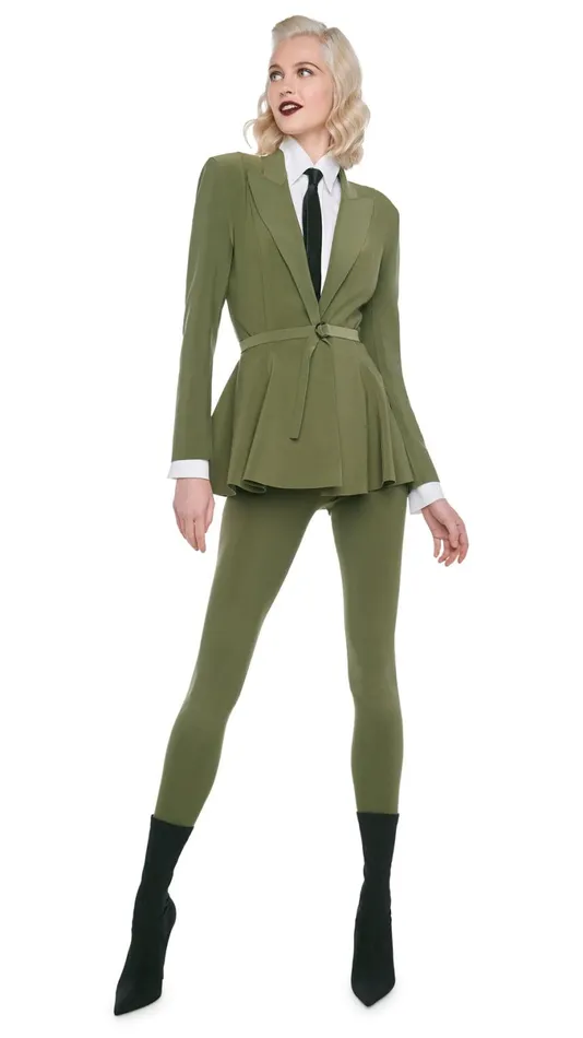 Norma Kamali Bottoms LEGGING W FOOTSIE Military 8211 Clothing