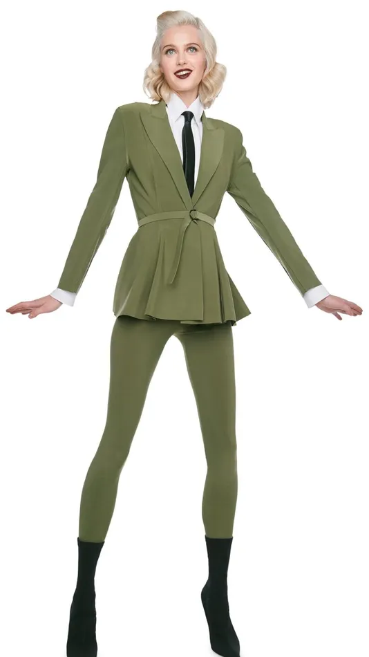 Norma Kamali Bottoms LEGGING W FOOTSIE Military 8211 Clothing