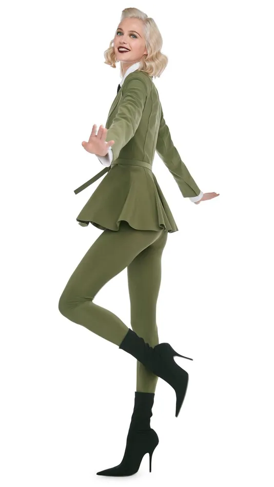 Norma Kamali Bottoms LEGGING W FOOTSIE Military 8211 Clothing