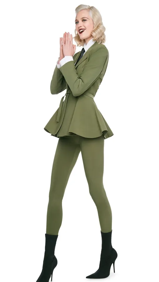 Norma Kamali Bottoms LEGGING W FOOTSIE Military 8211 Clothing
