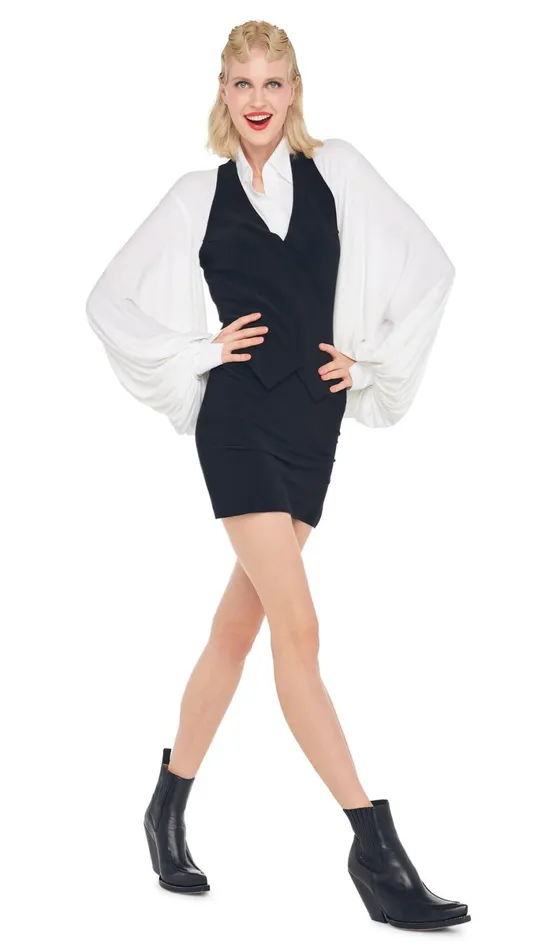 Norma Kamali Bottoms SIDE SLIT MINI SKIRT Black 8211 Clothing