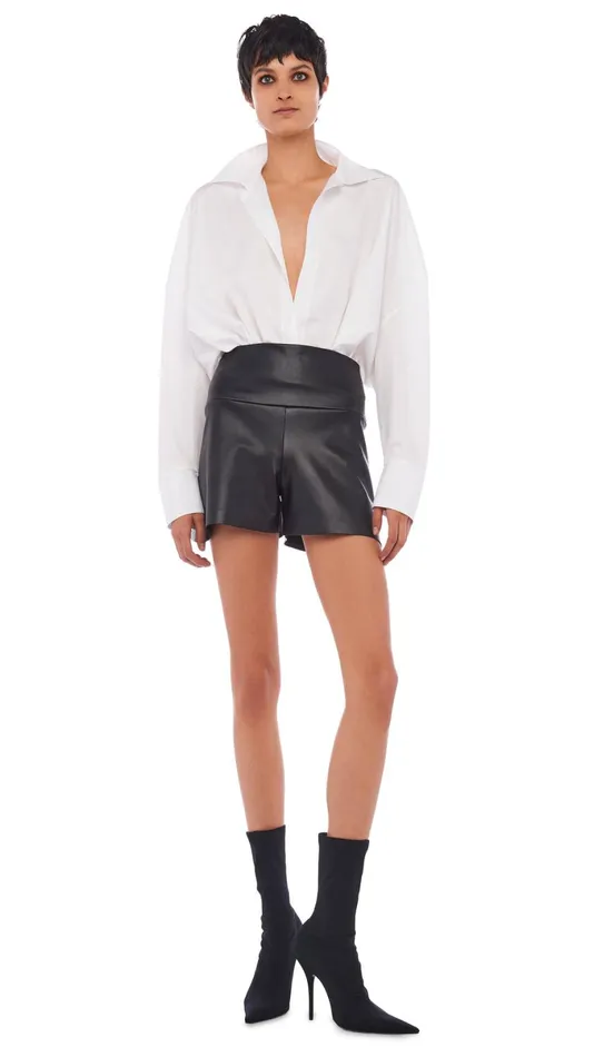 Norma Kamali Bottoms STRAIGHT LEG SHORT Black 8211 Clothing