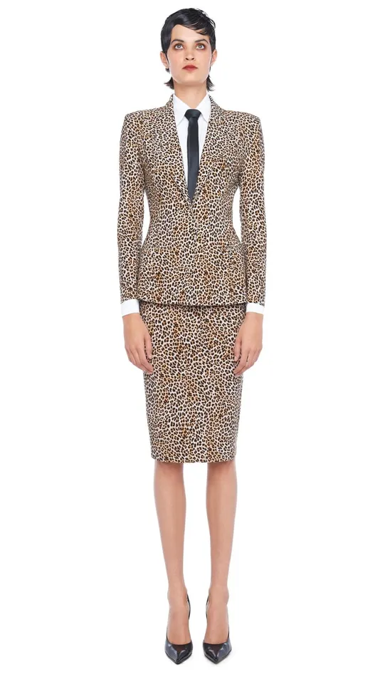 Norma Kamali Bottoms STRAIGHT SKIRT Bb Leopard 8211 Clothing