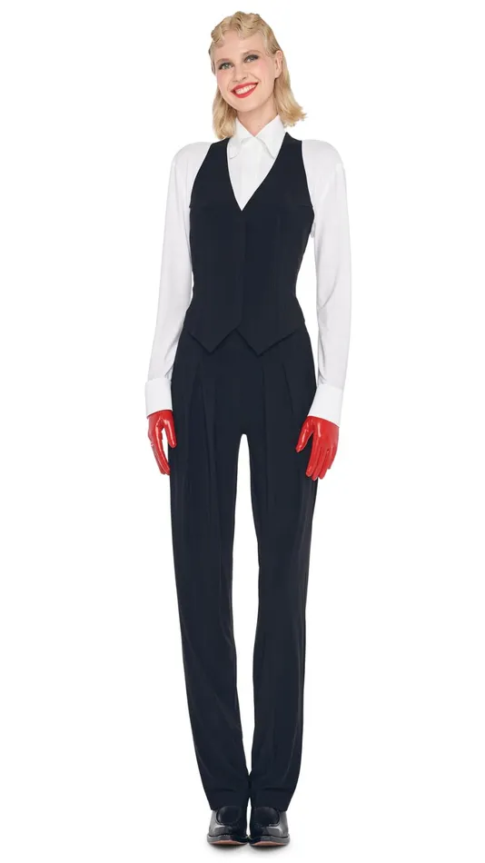 Norma Kamali Bottoms TAPERED PLEATED TROUSER Black 8211 Clothing