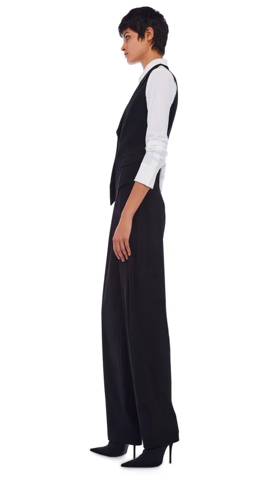 Norma Kamali Bottoms TAPERED PLEATED TROUSER Black 8211 Clothing