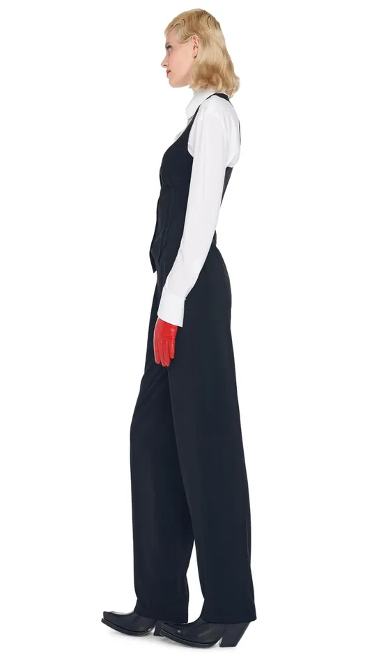 Norma Kamali Bottoms TAPERED PLEATED TROUSER Black 8211 Clothing