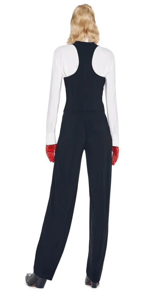 Norma Kamali Bottoms TAPERED PLEATED TROUSER Black 8211 Clothing