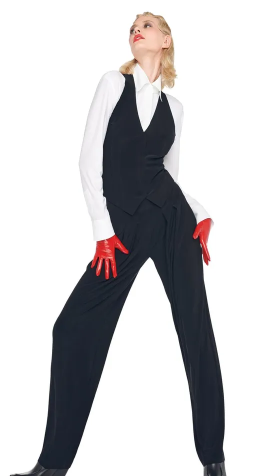 Norma Kamali Bottoms TAPERED PLEATED TROUSER Black 8211 Clothing