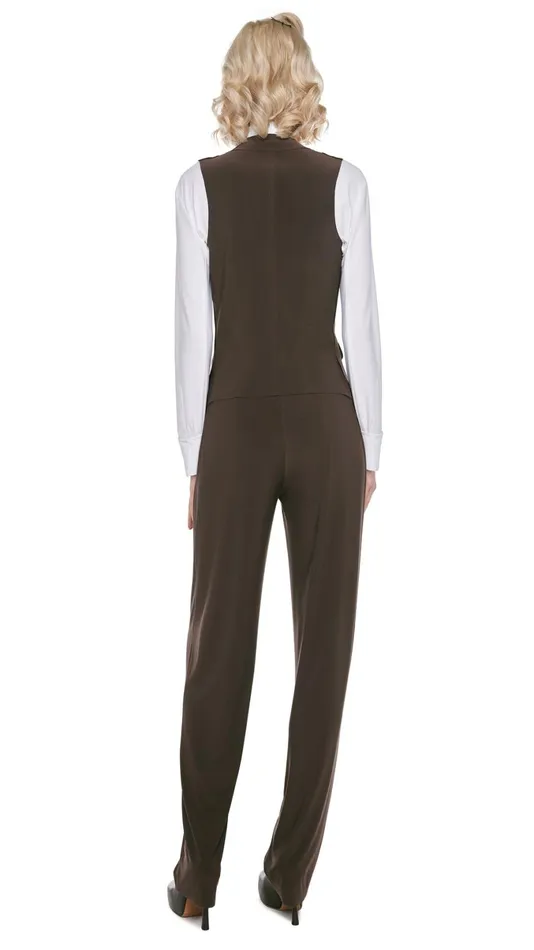 Norma Kamali Bottoms TAPERED PLEATED TROUSER Chocolate 8211 Clothing