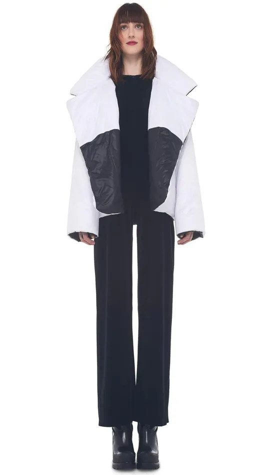 Norma Kamali Coats REVERSIBLE SLEEPING BAG JACKET Blackwhite 8211 Clothing