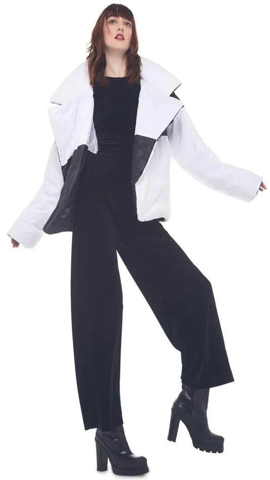 Norma Kamali Coats REVERSIBLE SLEEPING BAG JACKET Blackwhite 8211 Clothing
