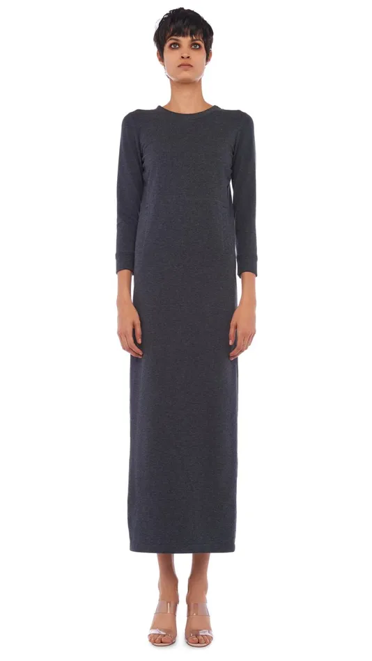 Norma Kamali Dresses 34 SLEEVE TAILORED TERRY GOWN Dark Heather Grey 8211 Clothing Norma Kamali Dresses 34 SLEEVE TAILORED TERRY GOWN Dark Heather Grey 8211 Clothing