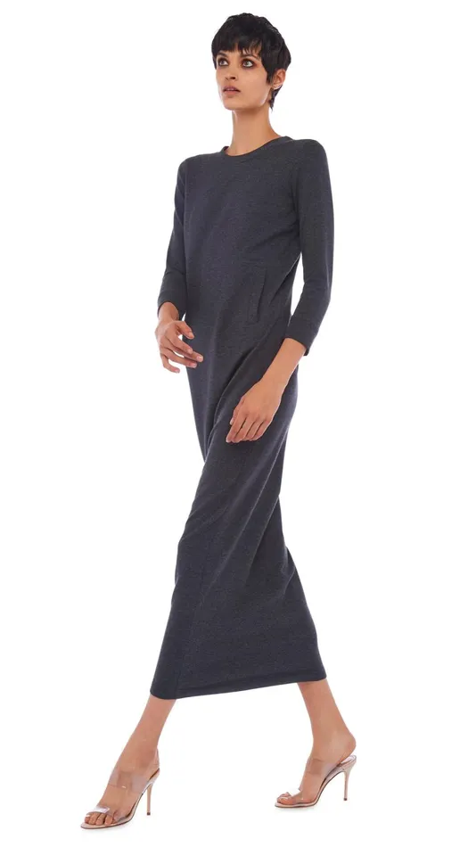 Norma Kamali Dresses 34 SLEEVE TAILORED TERRY GOWN Dark Heather Grey 8211 Clothing Norma Kamali Dresses 34 SLEEVE TAILORED TERRY GOWN Dark Heather Grey 8211 Clothing