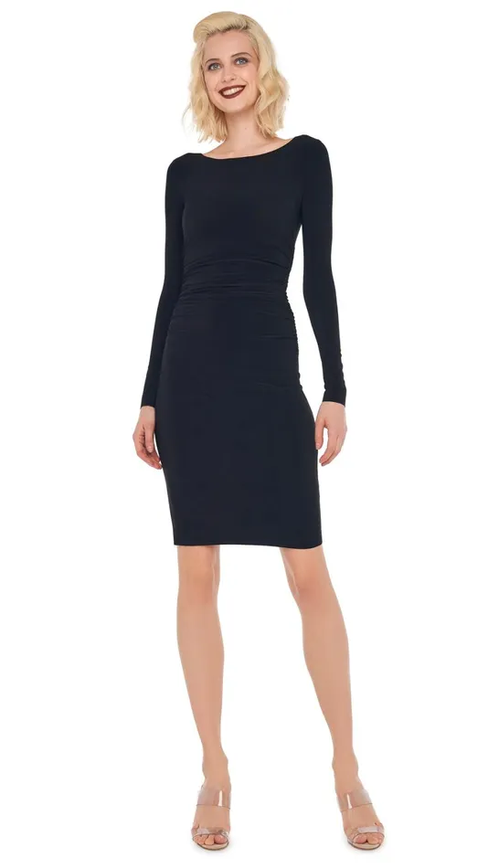 Norma Kamali Dresses SHIRRED WAIST DRESS Black 8211 Clothing