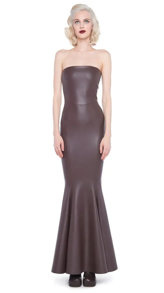 Norma Kamali Dresses STRAPLESS FISHTAIL GOWN Chocolate 8211 Clothing