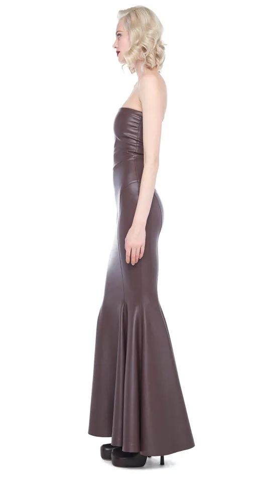 Norma Kamali Dresses STRAPLESS FISHTAIL GOWN Chocolate 8211 Clothing