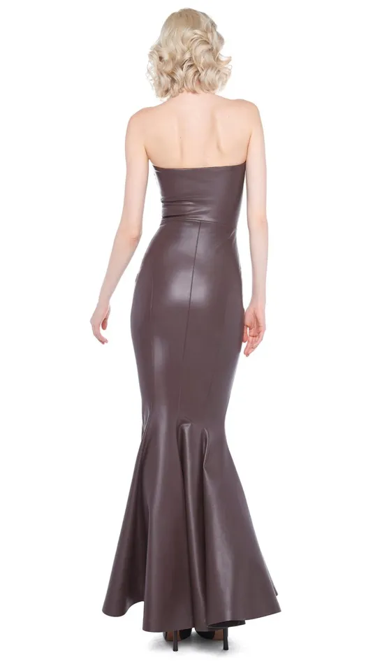Norma Kamali Dresses STRAPLESS FISHTAIL GOWN Chocolate 8211 Clothing