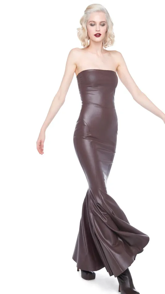 Norma Kamali Dresses STRAPLESS FISHTAIL GOWN Chocolate 8211 Clothing