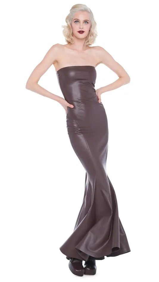 Norma Kamali Dresses STRAPLESS FISHTAIL GOWN Chocolate 8211 Clothing