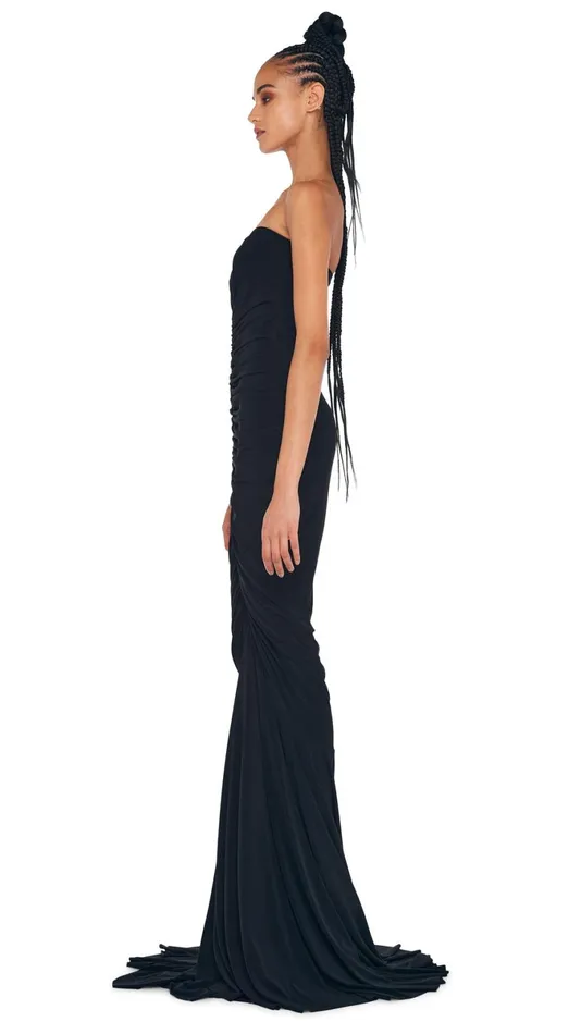 Norma Kamali Dresses STRAPLESS SHIRRED FRONT FISHTAIL GOWN Black 8211 Clothing Norma Kamali Dresses STRAPLESS SHIRRED FRONT FISHTAIL GOWN Black 8211 Clothing
