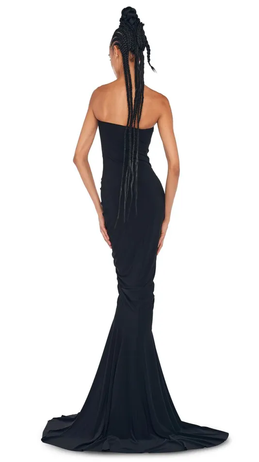 Norma Kamali Dresses STRAPLESS SHIRRED FRONT FISHTAIL GOWN Black 8211 Clothing Norma Kamali Dresses STRAPLESS SHIRRED FRONT FISHTAIL GOWN Black 8211 Clothing