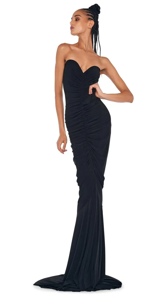 Norma Kamali Dresses STRAPLESS SHIRRED FRONT FISHTAIL GOWN Black 8211 Clothing Norma Kamali Dresses STRAPLESS SHIRRED FRONT FISHTAIL GOWN Black 8211 Clothing