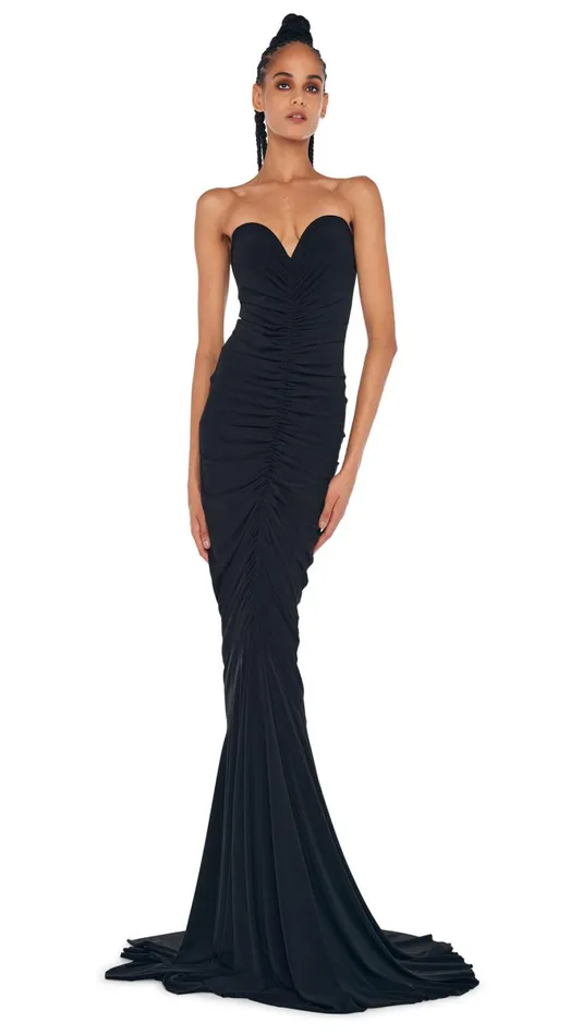Norma Kamali Dresses STRAPLESS SHIRRED FRONT FISHTAIL GOWN Black 8211 Clothing Norma Kamali Dresses STRAPLESS SHIRRED FRONT FISHTAIL GOWN Black 8211 Clothing