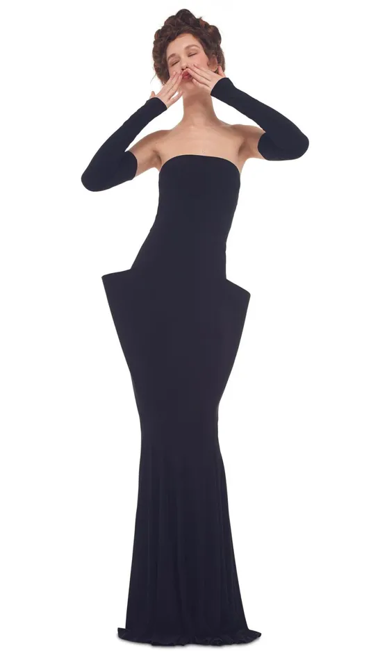 Norma Kamali Dresses WING FISHTAIL GOWN Black 8211 Clothing
