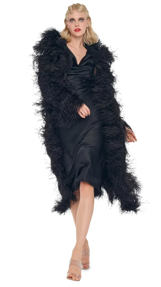 Norma Kamali Jackets ALL OVER FEATHER JACKET Black 8211 Clothing