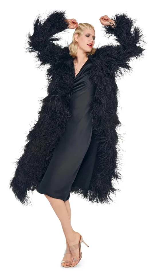 Norma Kamali Jackets ALL OVER FEATHER JACKET Black 8211 Clothing