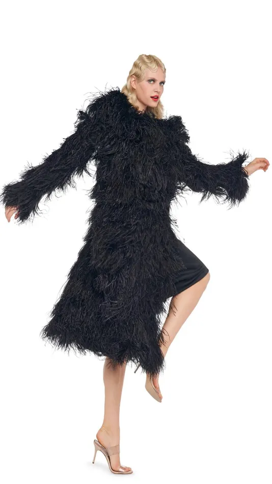 Norma Kamali Jackets ALL OVER FEATHER JACKET Black 8211 Clothing