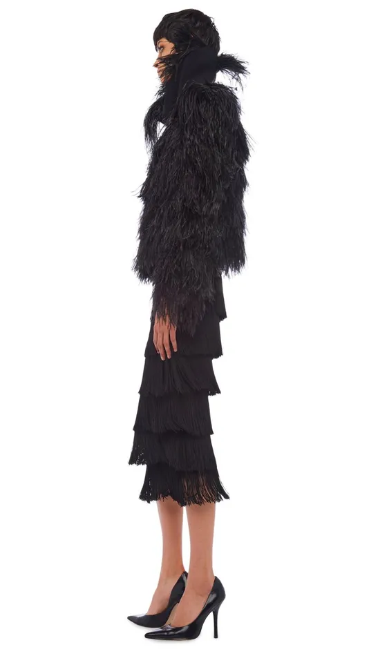 Norma Kamali Jackets ALL OVER FEATHER JACKET Black 8211 Clothing