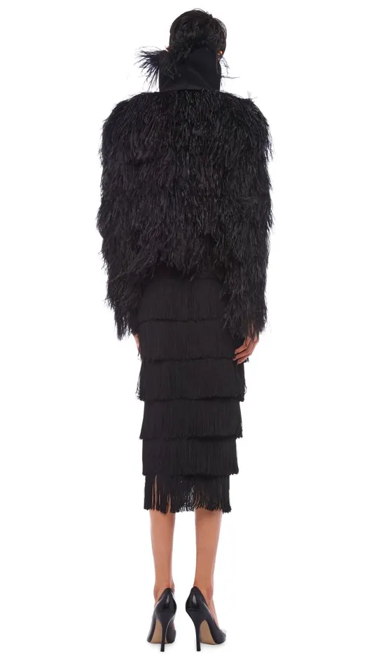 Norma Kamali Jackets ALL OVER FEATHER JACKET Black 8211 Clothing