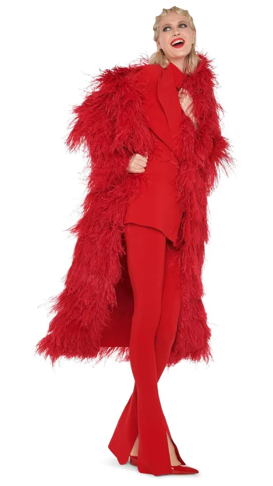 Norma Kamali Jackets ALL OVER FEATHER JACKET Tiger Red 8211 Clothing