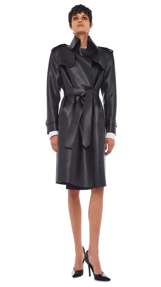 Norma Kamali Jackets DOUBLE BREASTED TRENCH Black 8211 Clothing