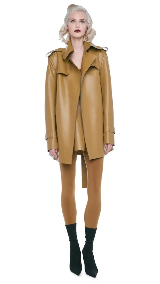 Norma Kamali Jackets DOUBLE BREASTED TRENCH MINI Woods 8211 Clothing