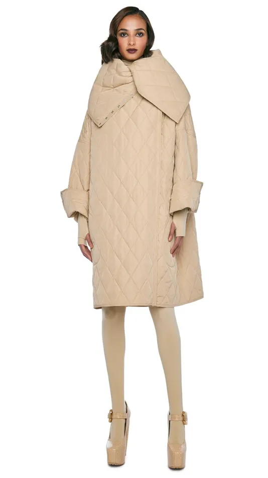 Norma Kamali Jackets OVERSIZED SIDE SNAP JACKET Sand 8211 Clothing