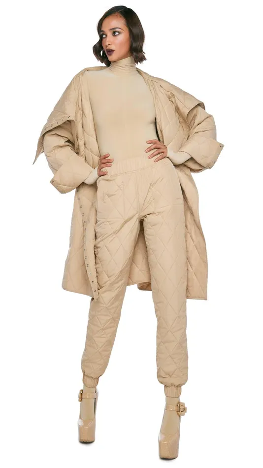 Norma Kamali Jackets OVERSIZED SIDE SNAP JACKET Sand 8211 Clothing