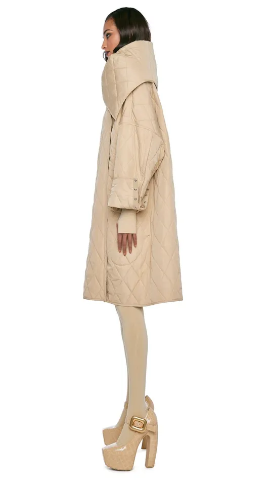 Norma Kamali Jackets OVERSIZED SIDE SNAP JACKET Sand 8211 Clothing