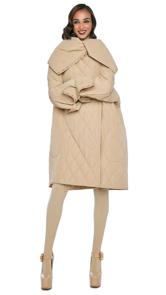 Norma Kamali Jackets OVERSIZED SIDE SNAP JACKET Sand 8211 Clothing