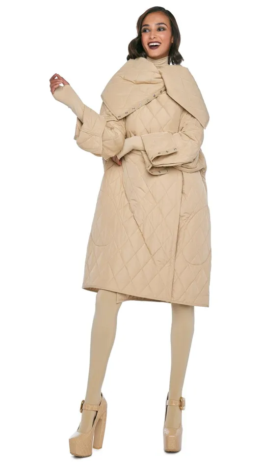Norma Kamali Jackets OVERSIZED SIDE SNAP JACKET Sand 8211 Clothing