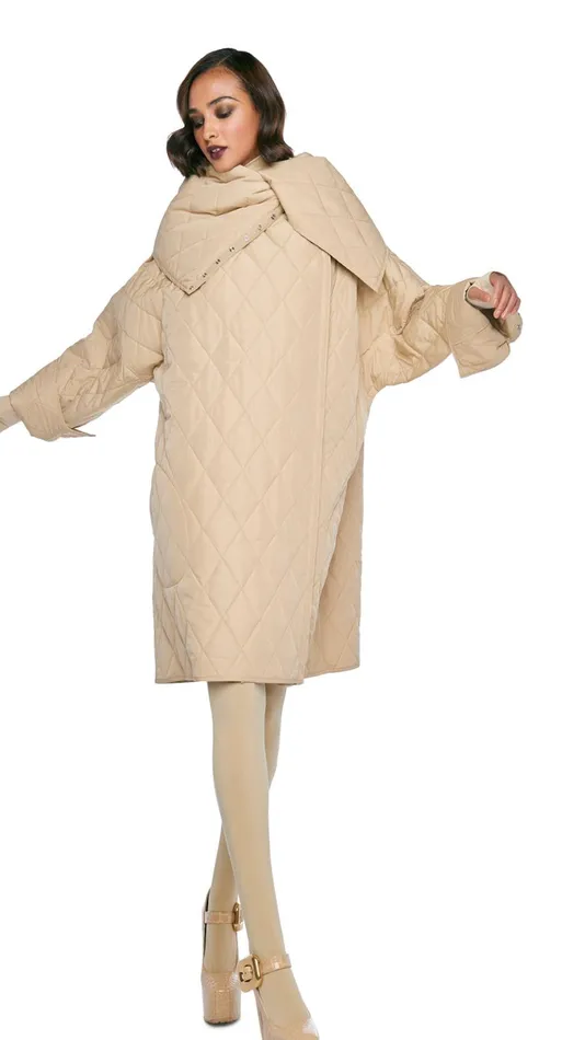 Norma Kamali Jackets OVERSIZED SIDE SNAP JACKET Sand 8211 Clothing