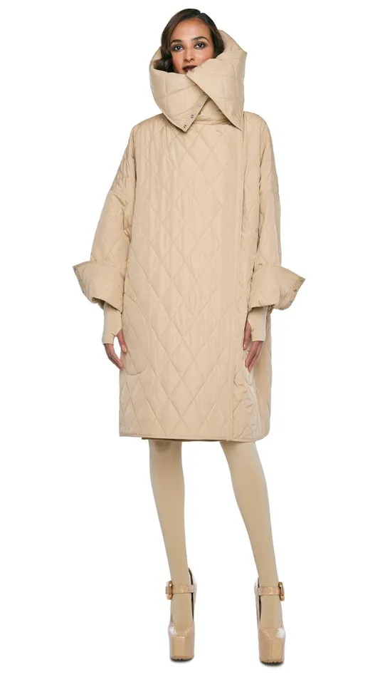 Norma Kamali Jackets OVERSIZED SIDE SNAP JACKET Sand 8211 Clothing