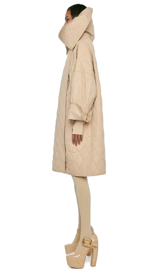 Norma Kamali Jackets OVERSIZED SIDE SNAP JACKET Sand 8211 Clothing
