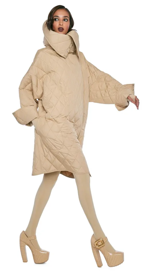 Norma Kamali Jackets OVERSIZED SIDE SNAP JACKET Sand 8211 Clothing
