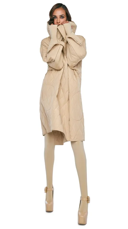 Norma Kamali Jackets OVERSIZED SIDE SNAP JACKET Sand 8211 Clothing