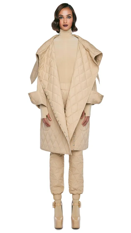 Norma Kamali Jackets OVERSIZED SIDE SNAP JACKET Sand 8211 Clothing